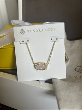 Kendra Scott Gold Iridescent Drusy Elisa Necklace NWt